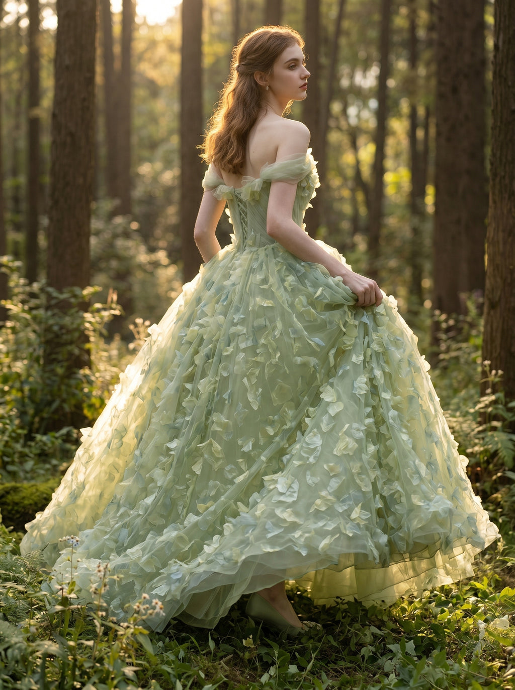 Luminous Butterfly Tulle Corset Gown, view 6
