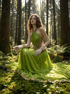 Verdant Pleated Halter Gown, view 5