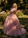 AI-generated editorial image of 3D Floral Design Sleeveless Flared Hem Luxurious And Slimming Evening Dress, view 3