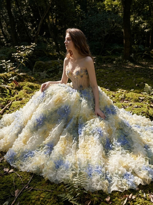 Aurora Meadow Strapless Ball Gown
