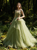 Avocado Forest Layered Gown