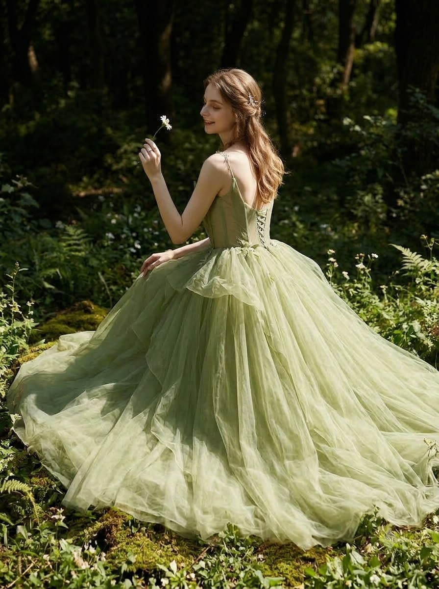 Avocado Forest Layered Gown