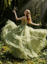 Avocado Forest Layered Gown