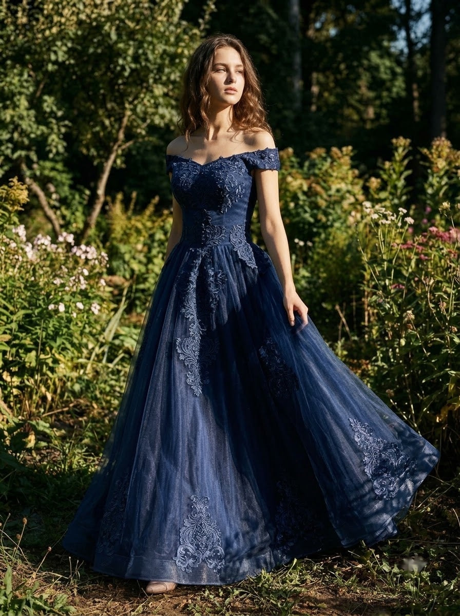 Elysian Bloom Off-Shoulder Gown