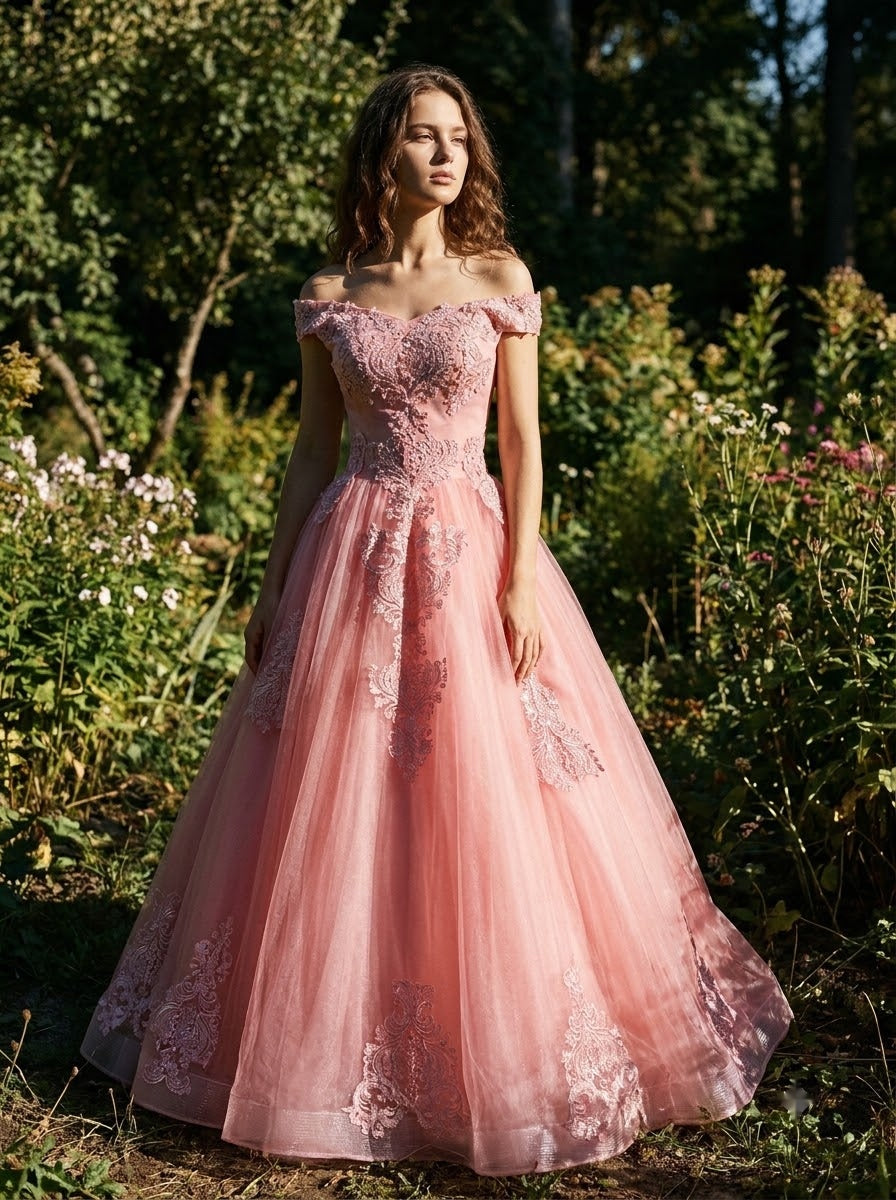 Vestido Elysian Bloom con hombros descubiertos