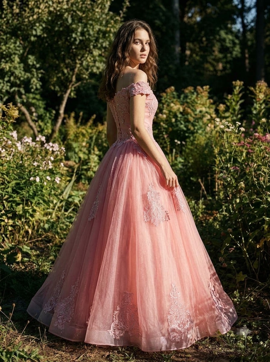Elysian Bloom Off-Shoulder Gown