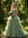 AI-generated editorial image of Fernlight Ruffle Gown – Green Wedding Dress, view 1