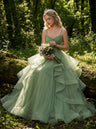 AI-generated editorial image of Fernlight Ruffle Gown – Green Wedding Dress, view 3