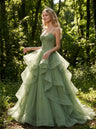 AI-generated editorial image of Fernlight Ruffle Gown – Green Wedding Dress, view 4