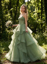 AI-generated editorial image of Fernlight Ruffle Gown – Green Wedding Dress, view 5