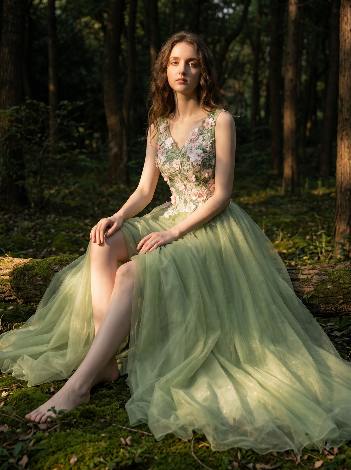 Meadow Serenade Floral Gown