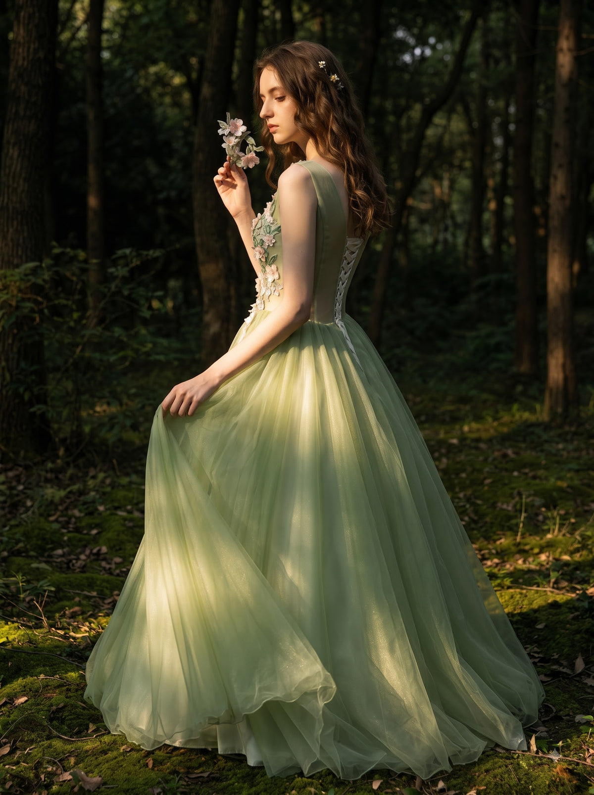 Meadow Serenade Floral Gown