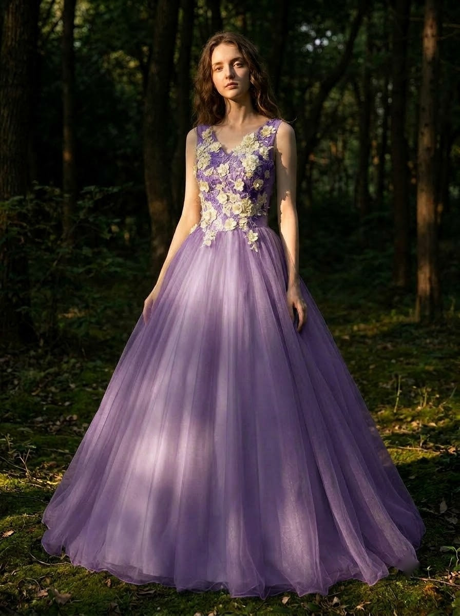 Meadow Serenade Floral Gown