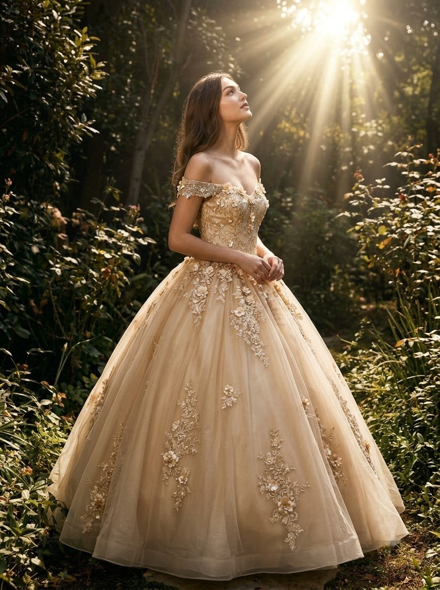 Opulent Twilight Off-Shoulder Gown