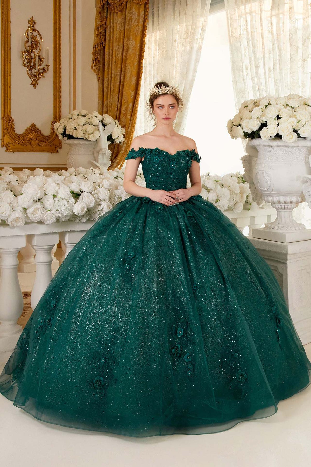 Opulent Twilight Off-Shoulder Gown