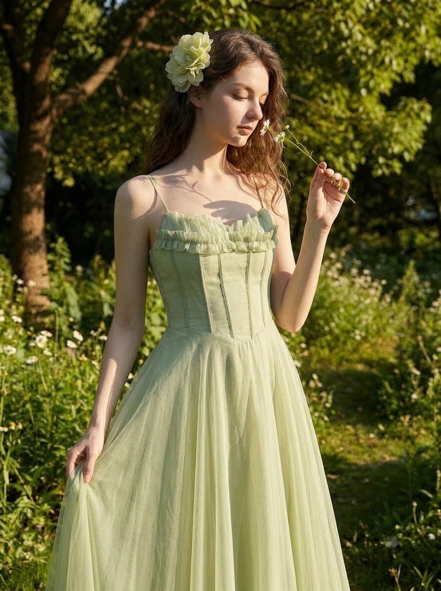 Pale Green Chiffon Maxi Dress