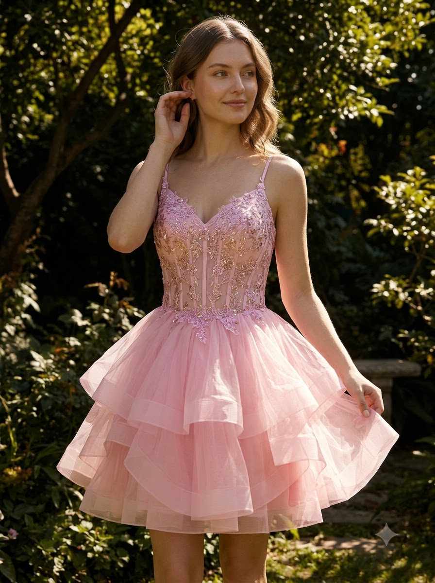 Petal Gleam Beaded Mini Dress