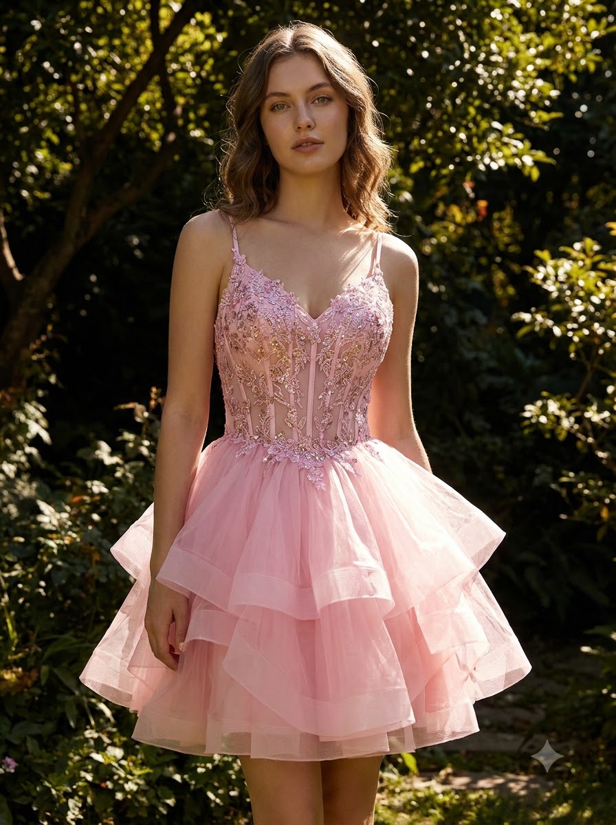 Petal Gleam Beaded Mini Dress