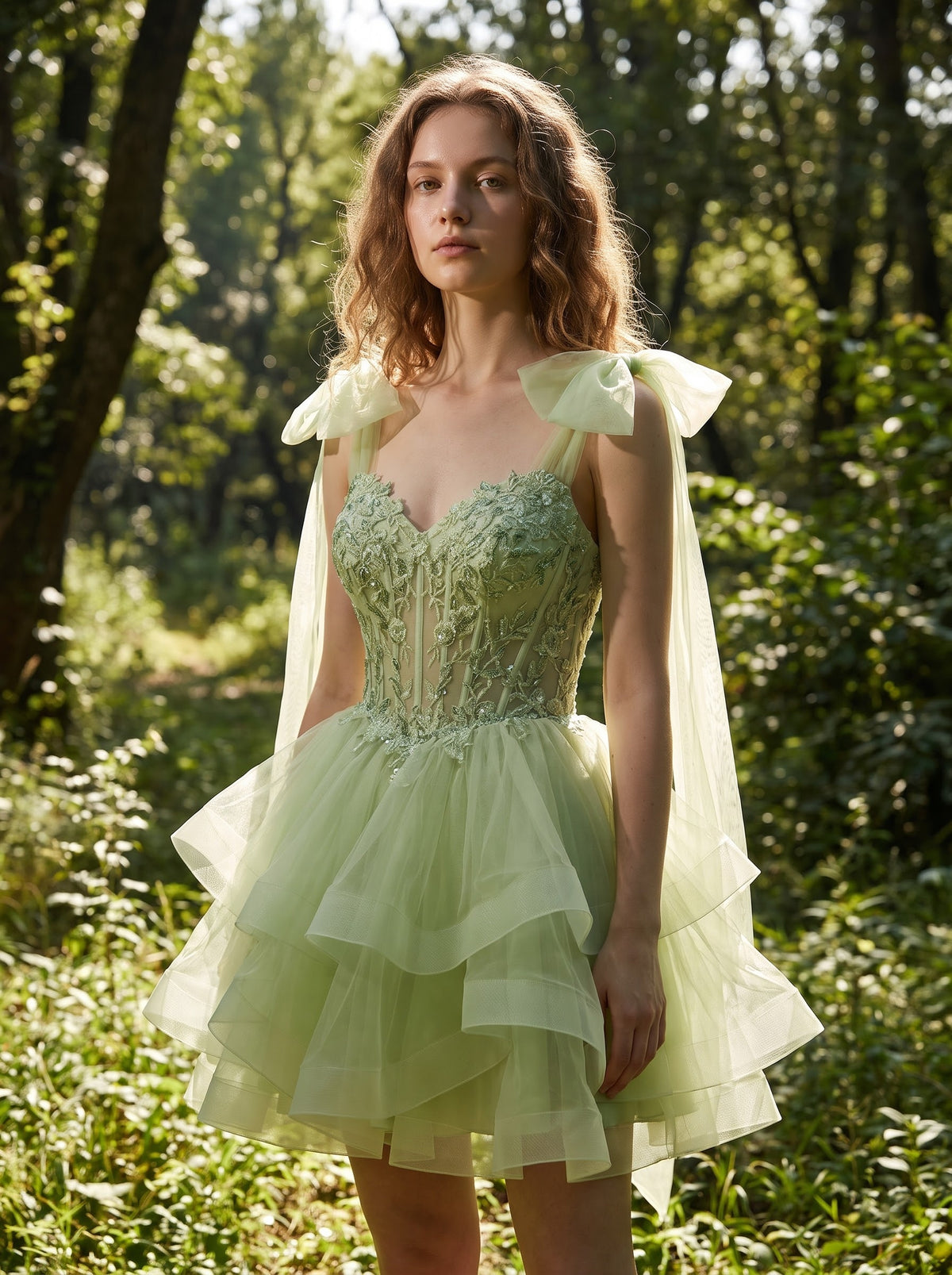 Petal Bow Beaded Mini Dress – Romantic Party Dress