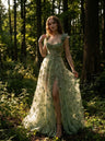 Sage Butterfly Tulle Corset Gown