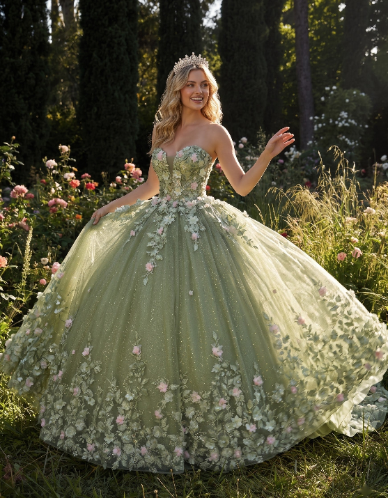 Forest Bloom Floral Ball Gown