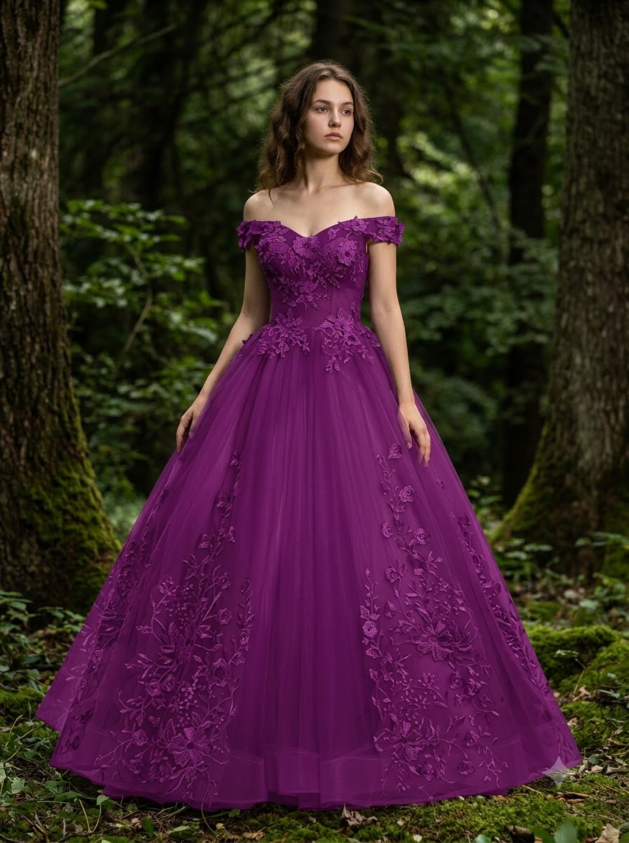 Vocal Radiance Off-Shoulder Ball Gown