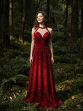 Wine red floor-length