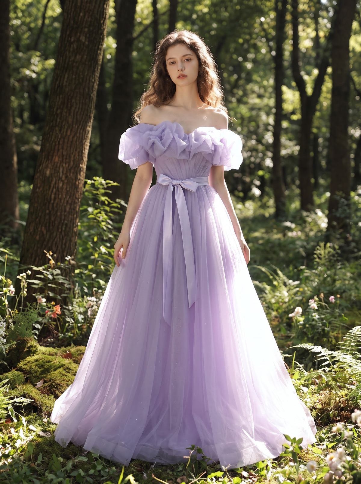 Sage Meadow Ruffle Ball Gown