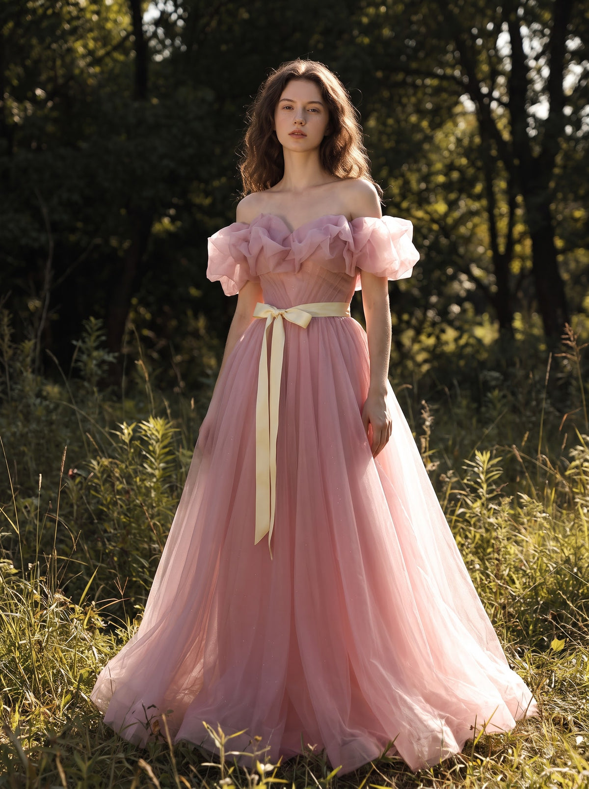 Sage Meadow Ruffle Ball Gown
