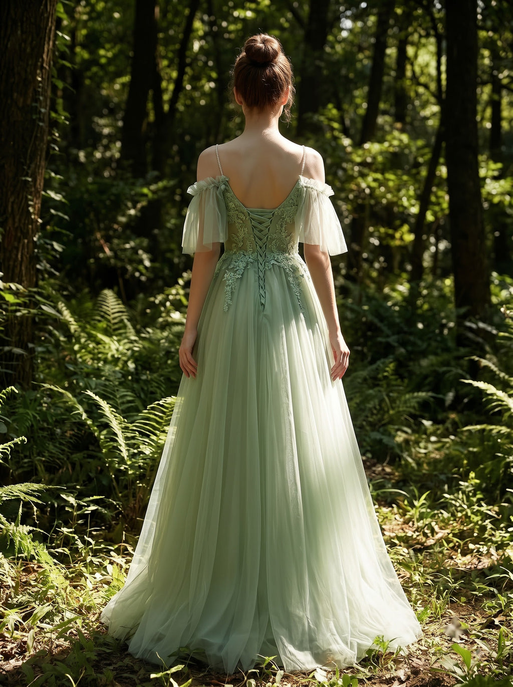 Robe à épaules dénudées Celadon Bloom